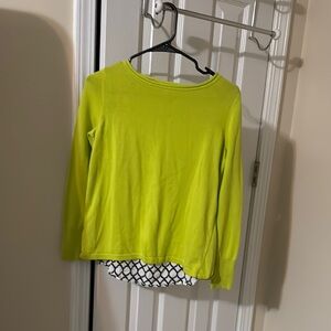 Crown & Ivy Lime Green Top with Black and White Accents